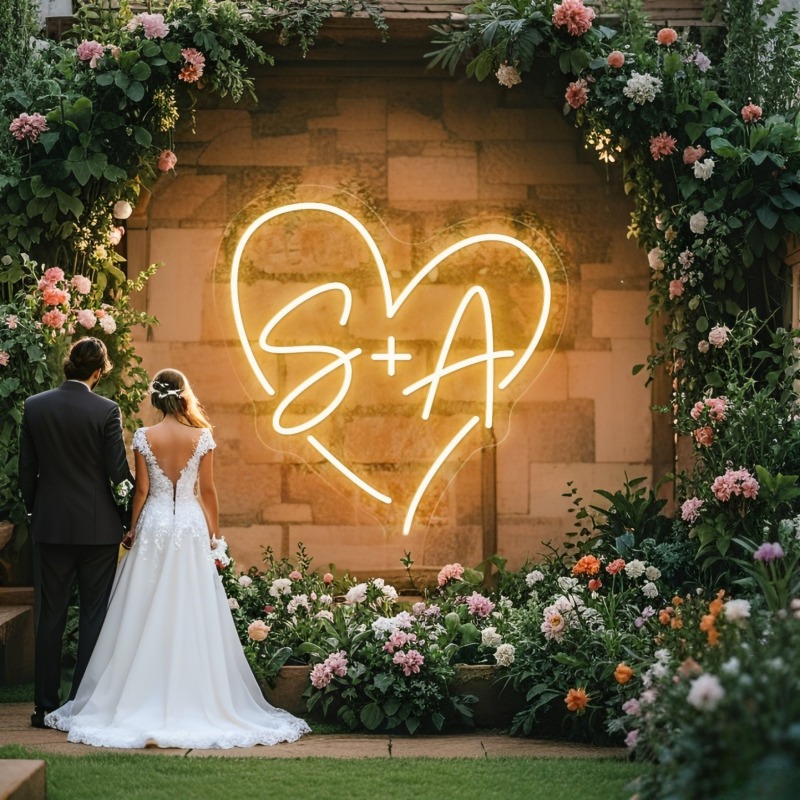Custom Initials Heart LED Neon - Personalized Engraved Gift reseña y precio