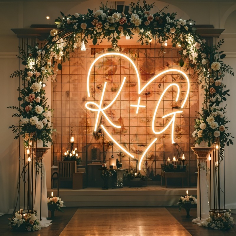 Custom Initials Heart LED Neon - Personalized Engraved Gift reseña y precio