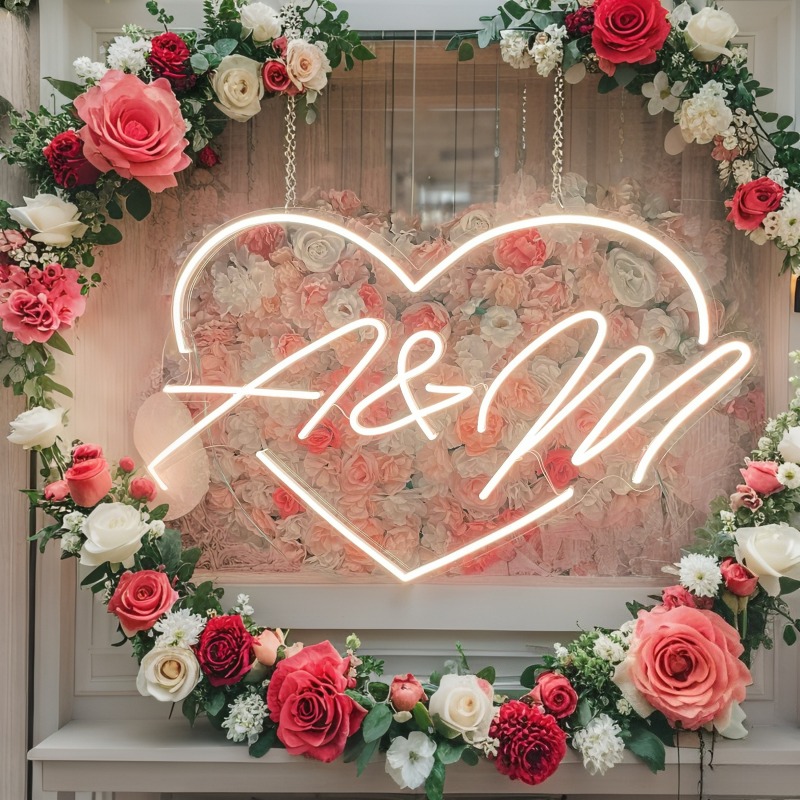 Custom Initials Heart LED Neon - Personalized Engraved Gift reseña y precio